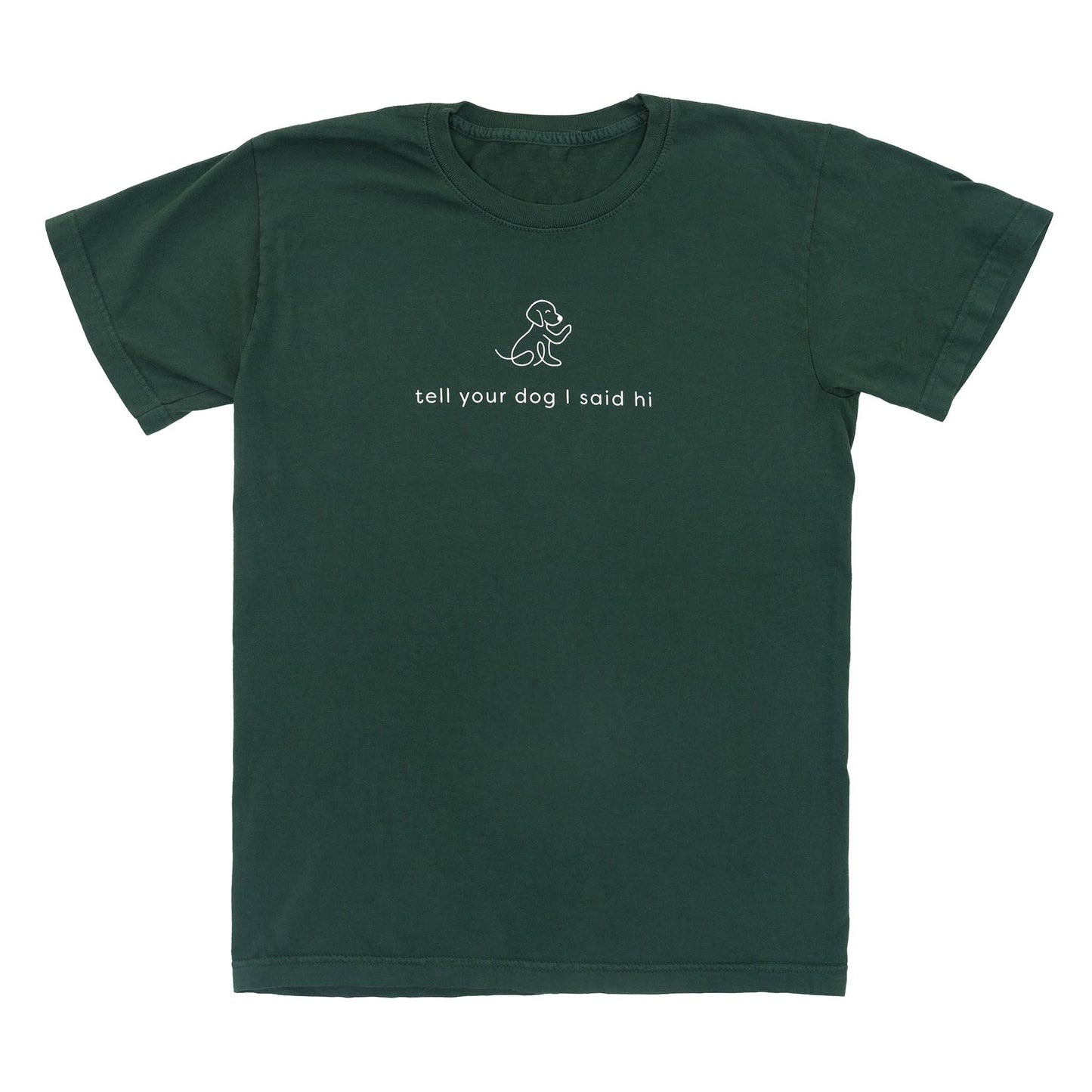Waving Dog Tee - Dark Green