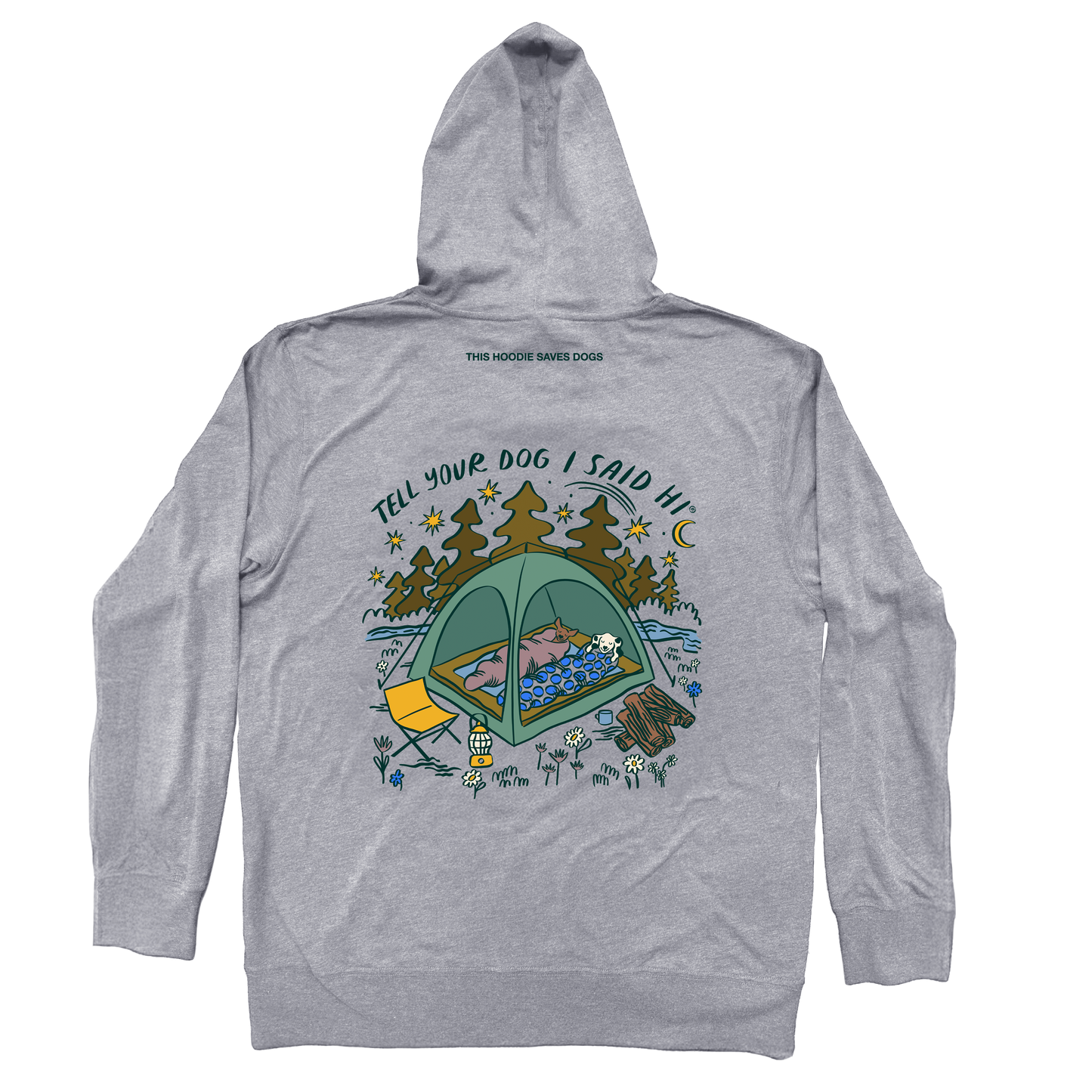 Camping Dogs Lightweight Hoodie - Gunmetal Heather