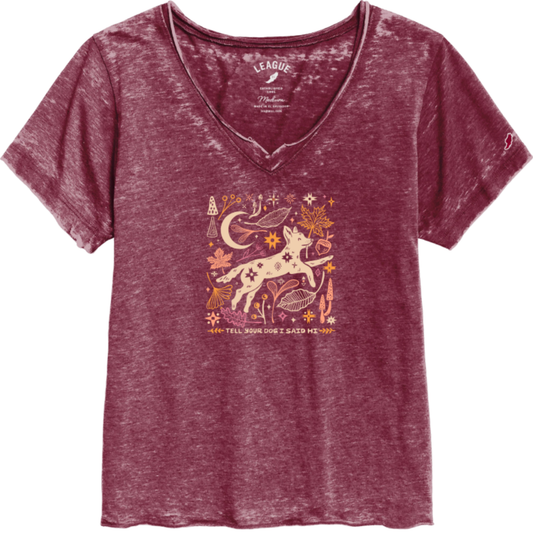 Fall Harvest Burnout V-Neck - Heather Burgundy