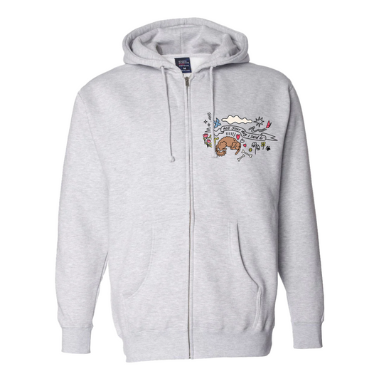 Community Doodle Zip Hoodie - Heather Grey