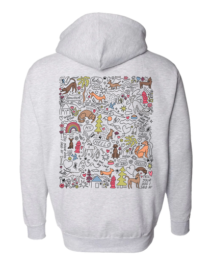 Community Doodle Zip Hoodie - Heather Grey