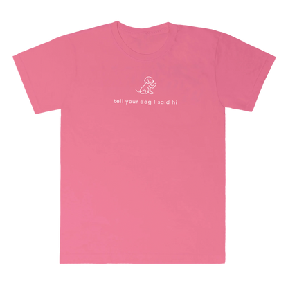 Waving Dog Tee - Pink