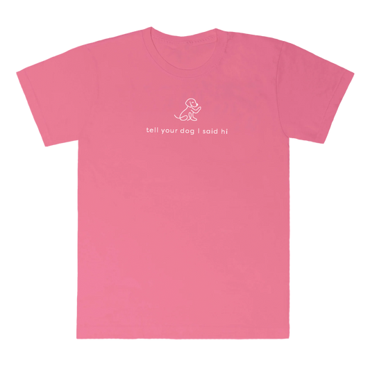 Waving Dog Tee - Pink