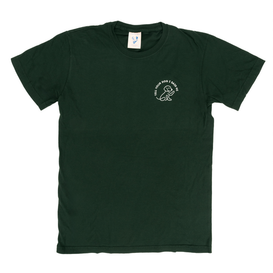 Waving Dog Badge Tee - Dark Green