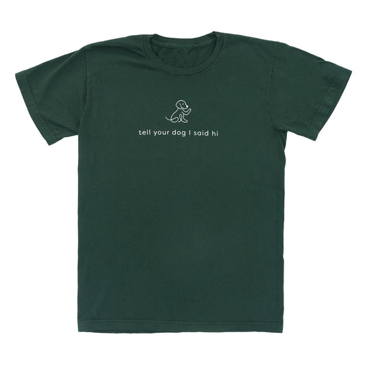 Waving Dog Tee - Dark Green