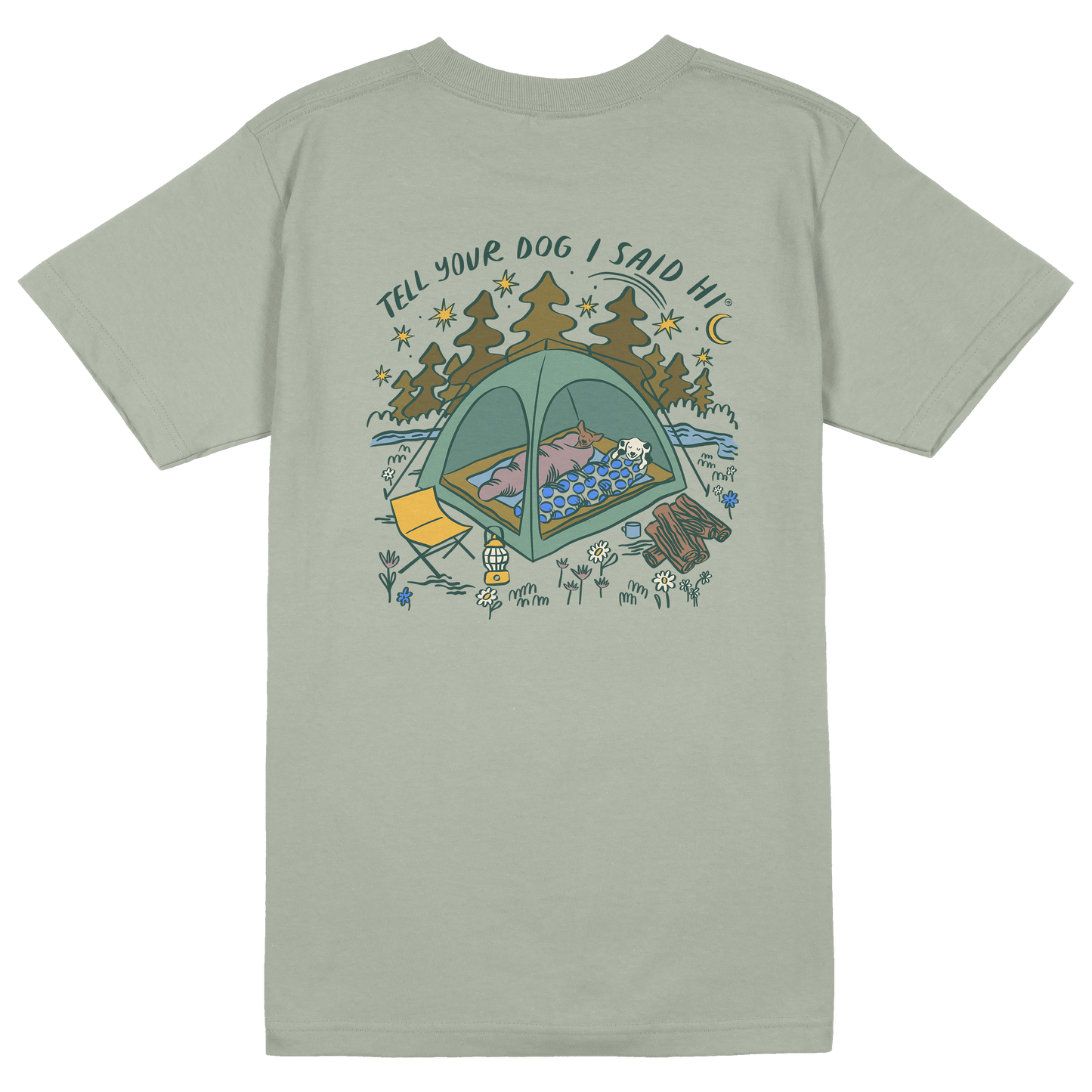 Camping Dogs Tee - Sage