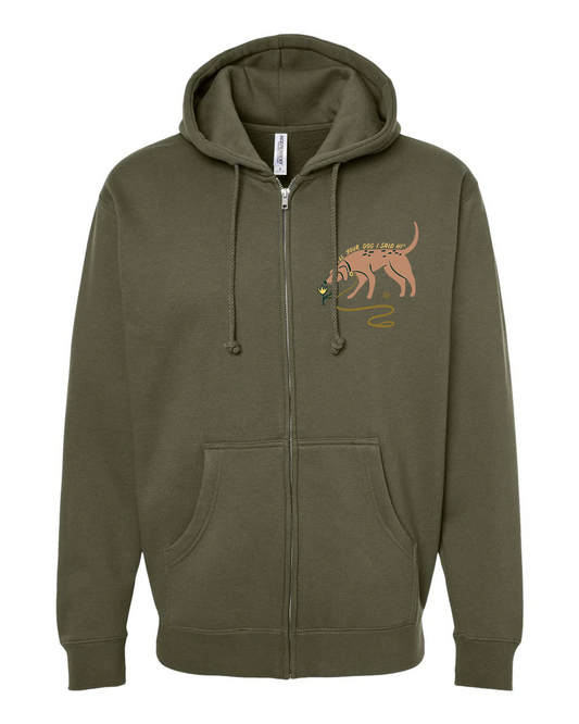 Sniff Sniff Zip Hoodie - Army