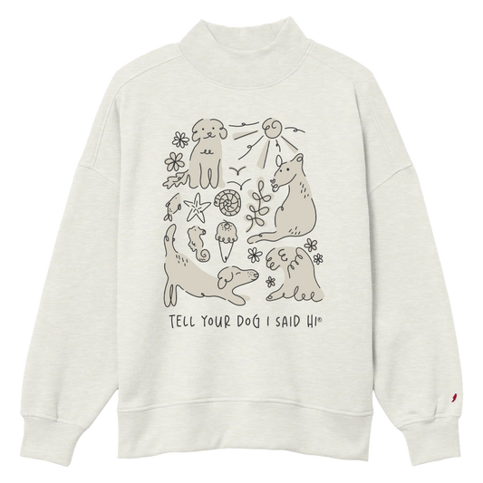 Coastal Doodles Mock Neck - Oatmeal Heather