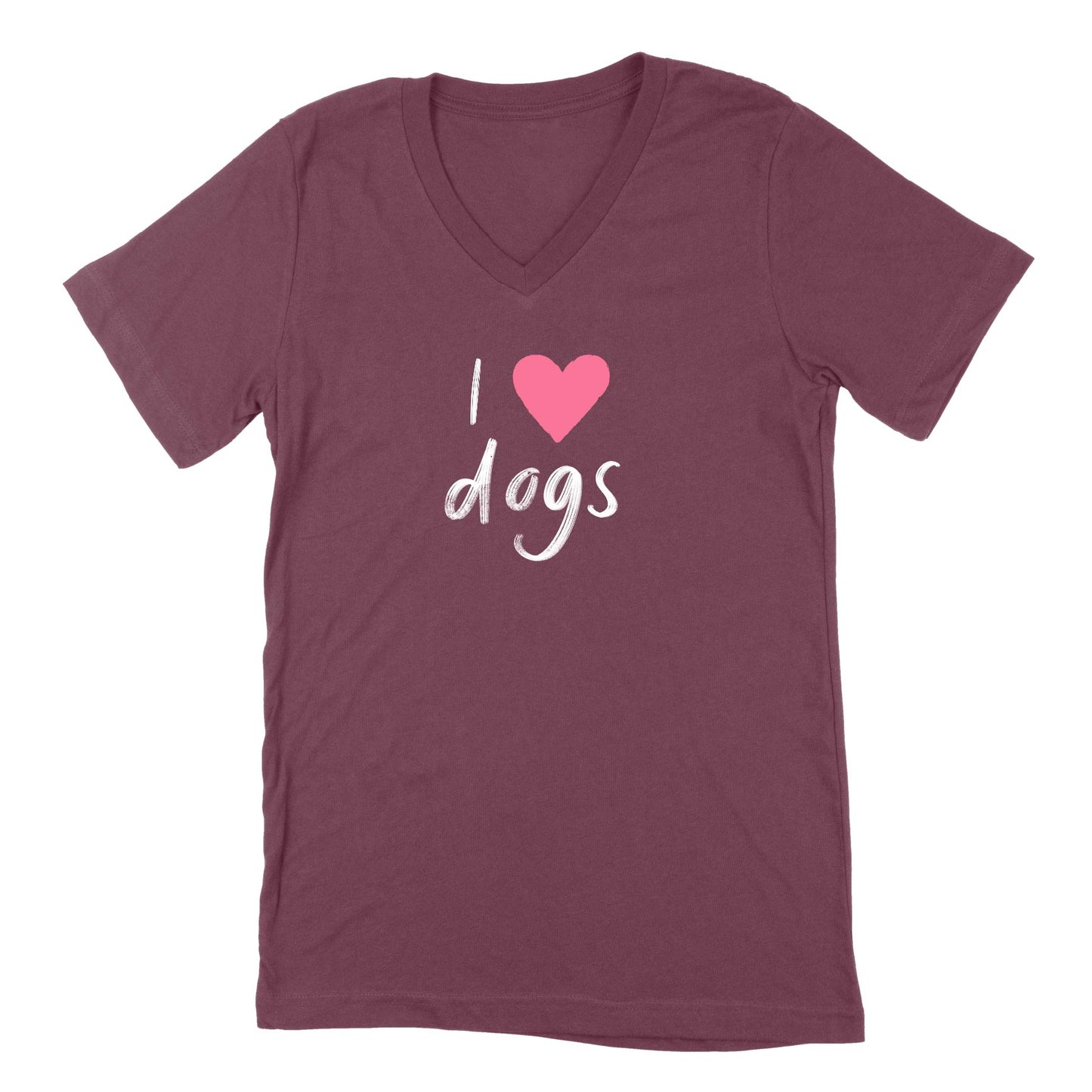 I Heart Dogs V-neck Tee - Plum
