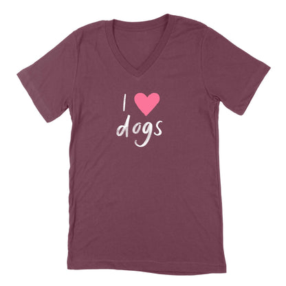 I Heart Dogs V-neck Tee - Plum