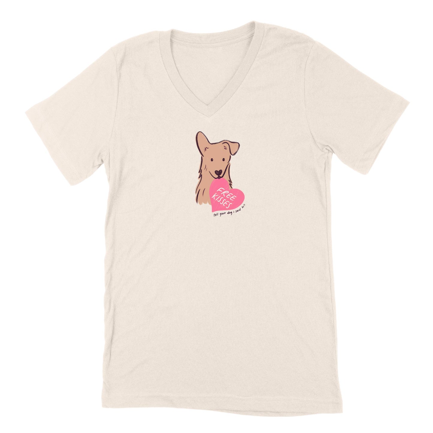 Puppy Kisses V-Neck - Bone