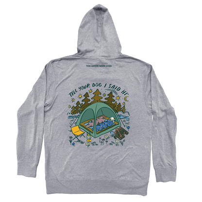 Camping Dogs Lightweight Hoodie - Gunmetal Heather